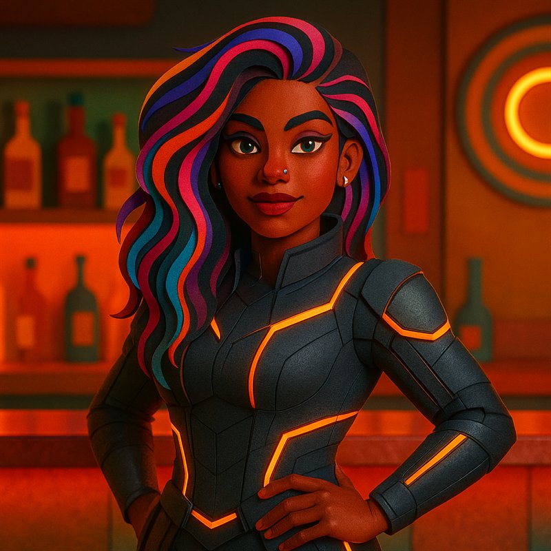 AI-assisted character study of Becko in a dark space suit